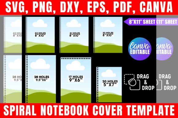 Download Spiral Notebook Cover Template Bundle - Spiral notebook Collection