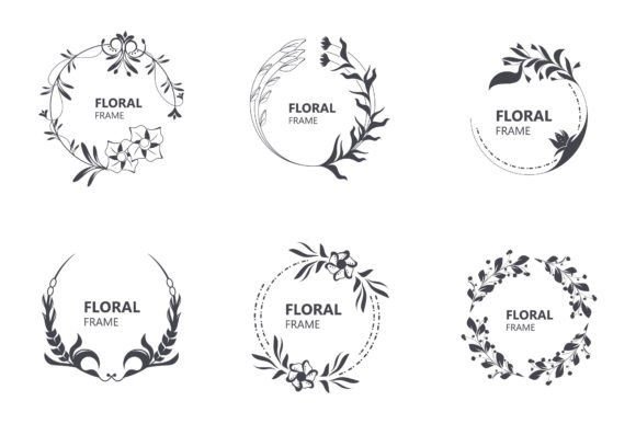 Download Floral Frame Round Shape Emblem Logotype - Type Collection
