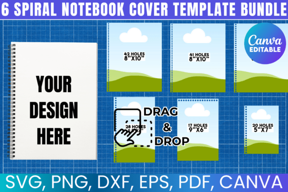 Download 6 Spiral Notebook Cover Template Bundle - Spiral notebook Collection