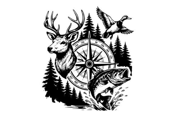 Download Deer Duck Fishing PNG SVG-Hunting and Fi - Svg Collection
